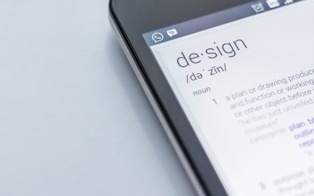 Close-up of a mobile phone screen showing 'design' definition, reflecting attention to detail in home design.